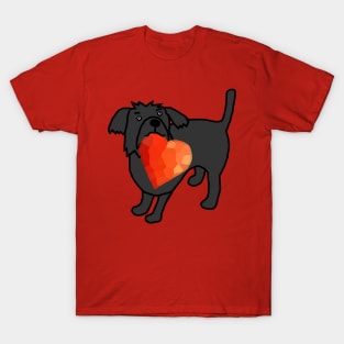 Cute Valentines Day Dog with Red Heart T-Shirt